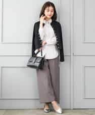 F1SJD33150 MK MICHEL KLEIN(小さいサイズ)(メゾン ドゥ サンク) 【小さいサイズ】[洗える]ドット釦コンパクトニットカーディガン ブラウン