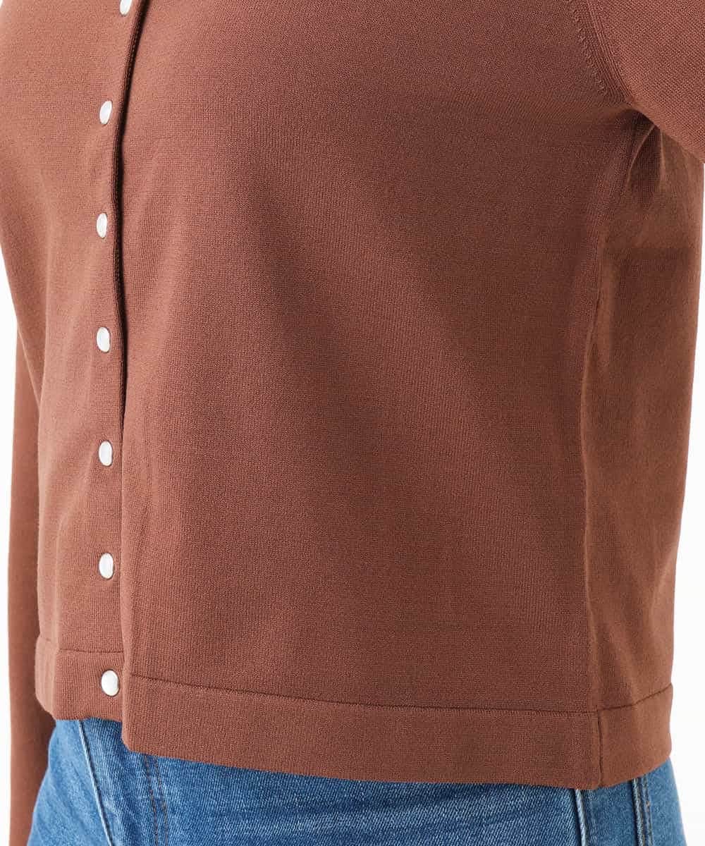 F1SJD33150 MK MICHEL KLEIN(小さいサイズ)(メゾン ドゥ サンク) 【小さいサイズ】[洗える]ドット釦コンパクトニットカーディガン ブラウン