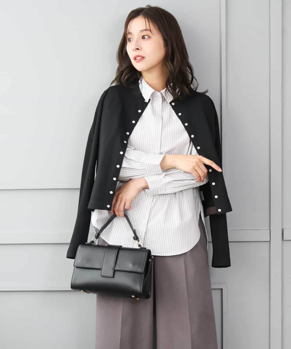 F1SJD33150 MK MICHEL KLEIN(小さいサイズ)(メゾン ドゥ サンク) 【小さいサイズ】[洗える]ドット釦コンパクトニットカーディガン ブラック