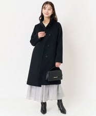 F1UAA58380 MK MICHEL KLEIN(小さいサイズ)(メゾン ドゥ サンク) 【小さいサイズ】Super100sウールスタンドカラーコート ブラック