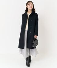 F1UAA58380 MK MICHEL KLEIN(小さいサイズ)(メゾン ドゥ サンク) 【小さいサイズ】Super100sウールスタンドカラーコート ブラック