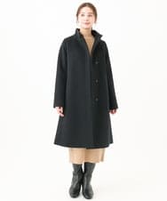 F1UAA58380 MK MICHEL KLEIN(小さいサイズ)(メゾン ドゥ サンク) 【小さいサイズ】Super100sウールスタンドカラーコート ブラック
