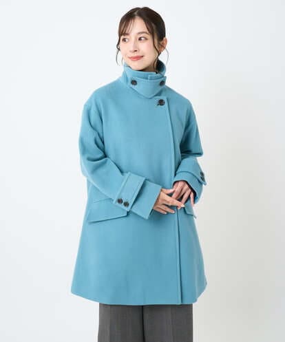 F1UAD50400 MK MICHEL KLEIN(小さいサイズ) 【小さいサイズ】SUPER100'sウール スタンドカラーミドルコート