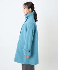 F1UAD50400 MK MICHEL KLEIN(小さいサイズ)(メゾン ドゥ サンク) 【小さいサイズ】SUPER100'sウール スタンドカラーミドルコート ブルーグリーン