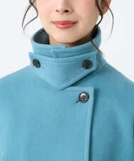 F1UAD50400 MK MICHEL KLEIN(小さいサイズ)(メゾン ドゥ サンク) 【小さいサイズ】SUPER100'sウール スタンドカラーミドルコート ブルーグリーン