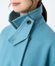 F1UAD50400 MK MICHEL KLEIN(小さいサイズ)(メゾン ドゥ サンク) 【小さいサイズ】SUPER100'sウール スタンドカラーミドルコート ブルーグリーン