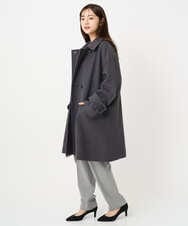 F1UAD50400 MK MICHEL KLEIN(小さいサイズ)(メゾン ドゥ サンク) 【小さいサイズ】SUPER100'sウール スタンドカラーミドルコート ブルーグリーン