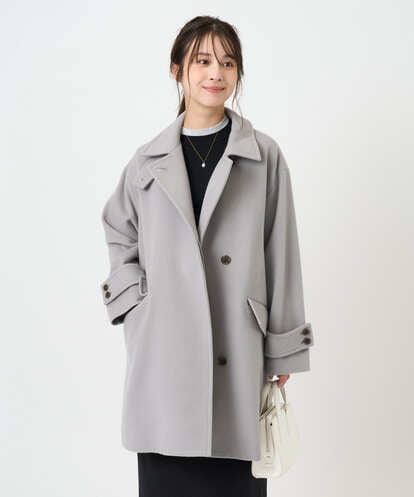 F1UAD50400 MK MICHEL KLEIN(小さいサイズ) 【小さいサイズ】SUPER100'sウール スタンドカラーミドルコート