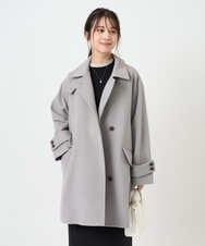 F1UAD50400 MK MICHEL KLEIN(小さいサイズ)(メゾン ドゥ サンク) 【小さいサイズ】SUPER100'sウール スタンドカラーミドルコート ライトグレー