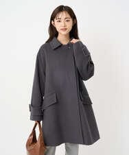 F1UAD50400 MK MICHEL KLEIN(小さいサイズ)(メゾン ドゥ サンク) 【小さいサイズ】SUPER100'sウール スタンドカラーミドルコート ダークグレー