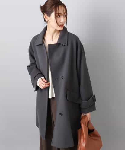 F1UAD50400 MK MICHEL KLEIN(小さいサイズ) 【小さいサイズ】SUPER100'sウール スタンドカラーミドルコート