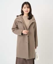 F1UAD52380 MK MICHEL KLEIN(小さいサイズ)(メゾン ドゥ サンク) 【小さいサイズ】SUPER100'sウール フーデットミドルコート モカ