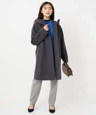 F1UAD52380 MK MICHEL KLEIN(小さいサイズ)(メゾン ドゥ サンク) 【小さいサイズ】SUPER100'sウール フーデットミドルコート ライトグレー