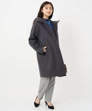 F1UAD52380 MK MICHEL KLEIN(小さいサイズ)(メゾン ドゥ サンク) 【小さいサイズ】SUPER100'sウール フーデットミドルコート ライトグレー