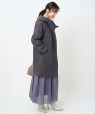 F1UAD52380 MK MICHEL KLEIN(小さいサイズ)(メゾン ドゥ サンク) 【小さいサイズ】SUPER100'sウール フーデットミドルコート ライトグレー