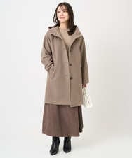 F1UAD52380 MK MICHEL KLEIN(小さいサイズ)(メゾン ドゥ サンク) 【小さいサイズ】SUPER100'sウール フーデットミドルコート ライトグレー