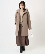 F1UAD52380 MK MICHEL KLEIN(小さいサイズ)(メゾン ドゥ サンク) 【小さいサイズ】SUPER100'sウール フーデットミドルコート ライトグレー