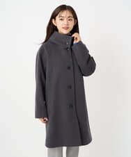 F1UAD52380 MK MICHEL KLEIN(小さいサイズ)(メゾン ドゥ サンク) 【小さいサイズ】SUPER100'sウール フーデットミドルコート ライトグレー