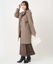 F1UAD52380 MK MICHEL KLEIN(小さいサイズ)(メゾン ドゥ サンク) 【小さいサイズ】SUPER100'sウール フーデットミドルコート ライトグレー