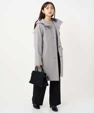 F1UAD52380 MK MICHEL KLEIN(小さいサイズ)(メゾン ドゥ サンク) 【小さいサイズ】SUPER100'sウール フーデットミドルコート ライトグレー