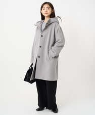 F1UAD52380 MK MICHEL KLEIN(小さいサイズ)(メゾン ドゥ サンク) 【小さいサイズ】SUPER100'sウール フーデットミドルコート ライトグレー