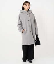 F1UAD52380 MK MICHEL KLEIN(小さいサイズ)(メゾン ドゥ サンク) 【小さいサイズ】SUPER100'sウール フーデットミドルコート ライトグレー