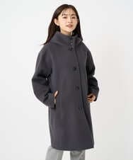 F1UAD52380 MK MICHEL KLEIN(小さいサイズ)(メゾン ドゥ サンク) 【小さいサイズ】SUPER100'sウール フーデットミドルコート ライトグレー