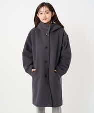 F1UAD52380 MK MICHEL KLEIN(小さいサイズ)(メゾン ドゥ サンク) 【小さいサイズ】SUPER100'sウール フーデットミドルコート ライトグレー