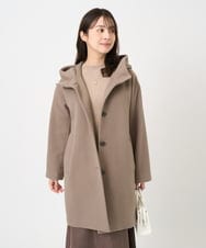 F1UAD52380 MK MICHEL KLEIN(小さいサイズ)(メゾン ドゥ サンク) 【小さいサイズ】SUPER100'sウール フーデットミドルコート ライトグレー