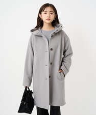 F1UAD52380 MK MICHEL KLEIN(小さいサイズ)(メゾン ドゥ サンク) 【小さいサイズ】SUPER100'sウール フーデットミドルコート ライトグレー