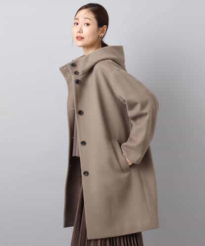 F1UAD52380 MK MICHEL KLEIN(小さいサイズ) 【小さいサイズ】SUPER100'sウール フーデットミドルコート