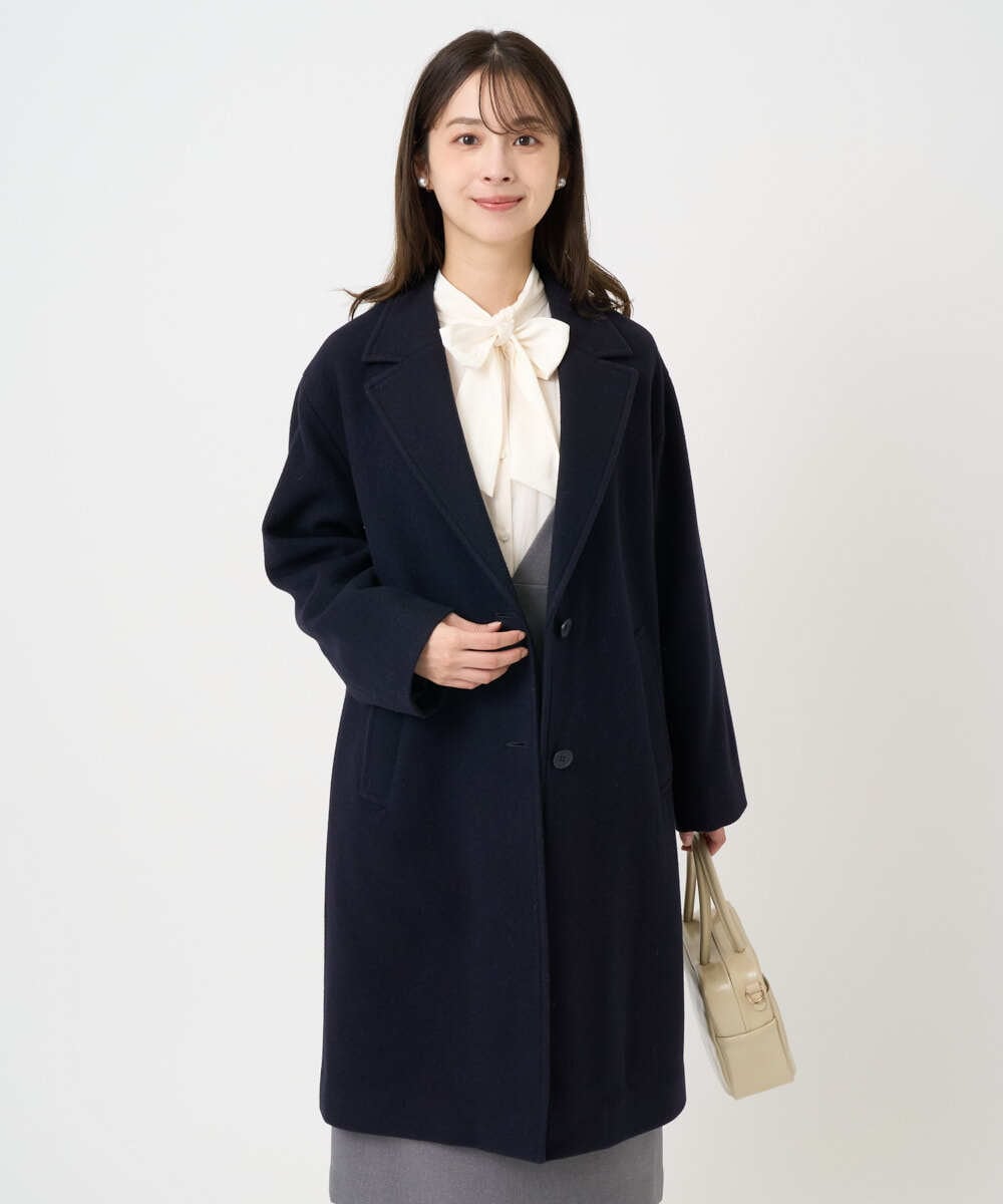 F1UAD54400 MK MICHEL KLEIN(小さいサイズ)(メゾン ドゥ サンク) 【小さいサイズ】エアリアルウール チェスターコート ベージュ