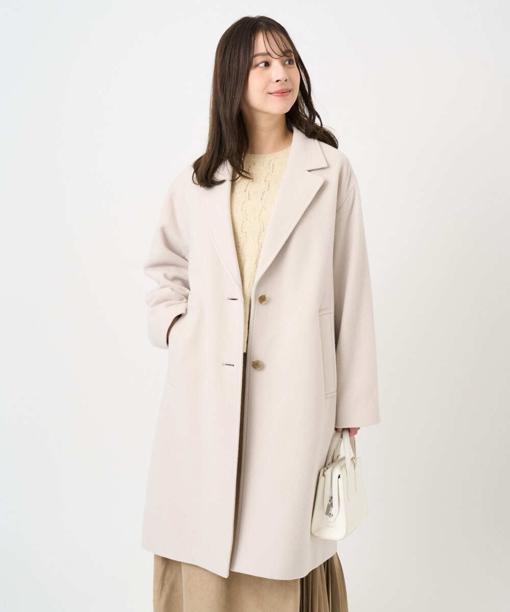 F1UAD54400 MK MICHEL KLEIN(小さいサイズ)(メゾン ドゥ サンク) 【小さいサイズ】エアリアルウール チェスターコート ベージュ