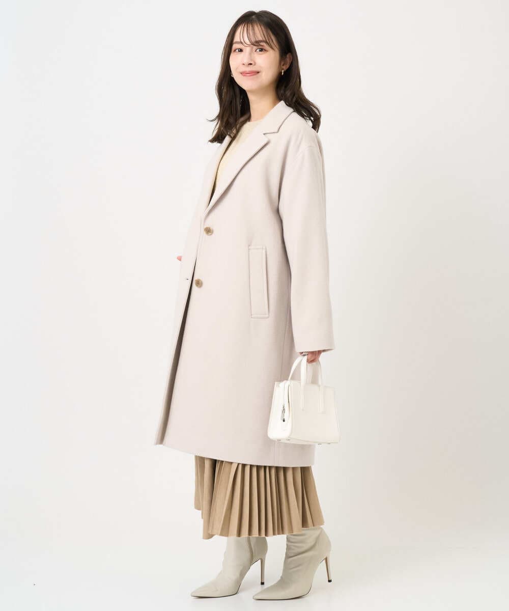 F1UAD54400 MK MICHEL KLEIN(小さいサイズ)(メゾン ドゥ サンク) 【小さいサイズ】エアリアルウール チェスターコート ベージュ