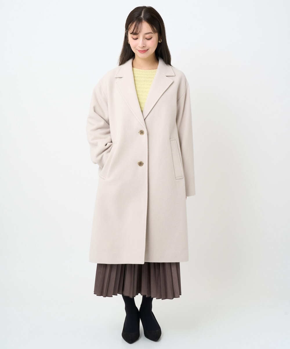 F1UAD54400 MK MICHEL KLEIN(小さいサイズ)(メゾン ドゥ サンク) 【小さいサイズ】エアリアルウール チェスターコート ベージュ