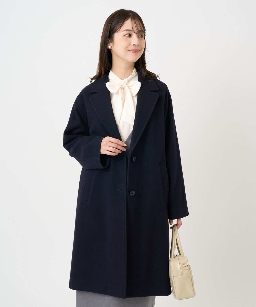 F1UAD54400 MK MICHEL KLEIN(小さいサイズ)(メゾン ドゥ サンク) 【小さいサイズ】エアリアルウール チェスターコート ベージュ