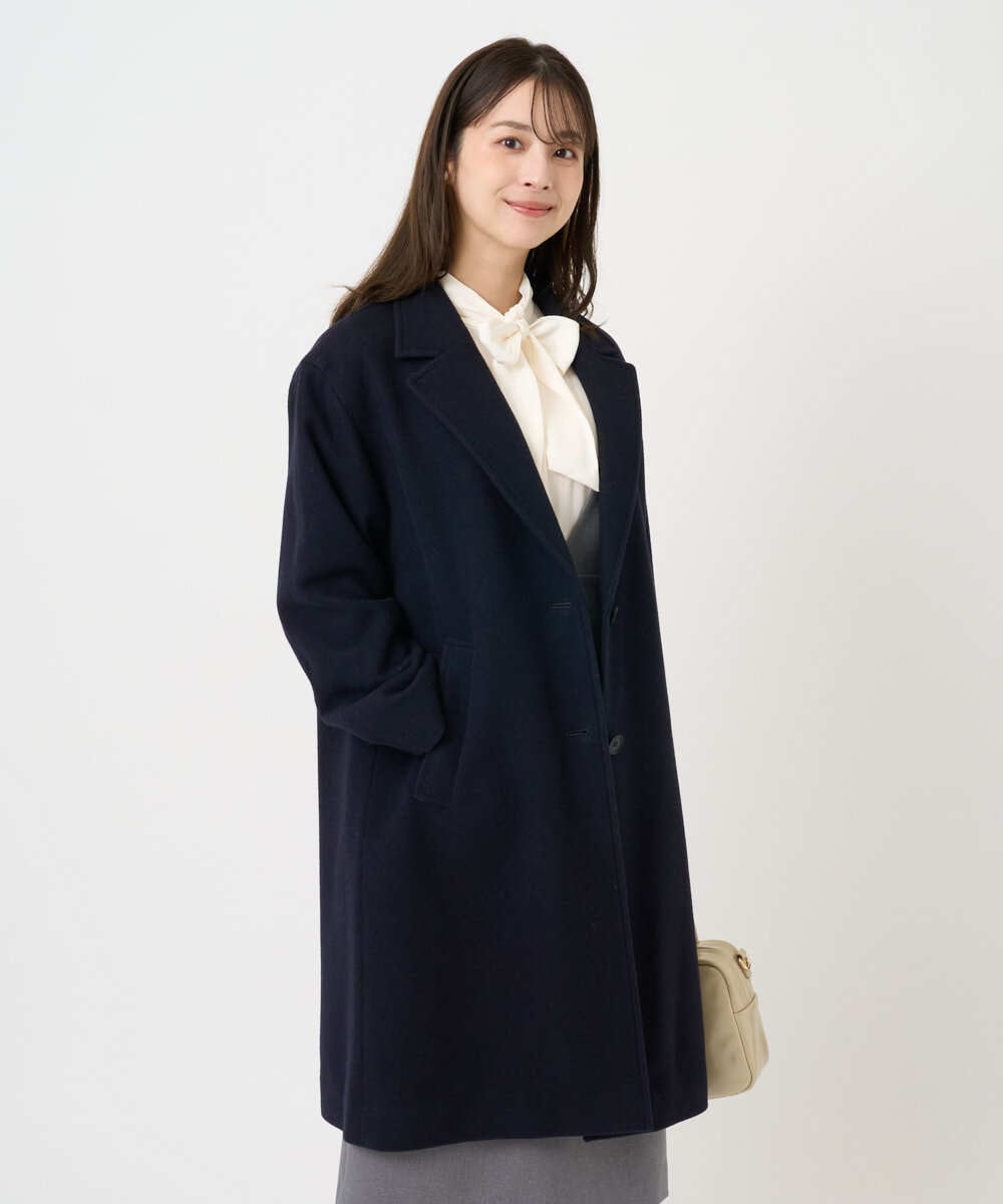 F1UAD54400 MK MICHEL KLEIN(小さいサイズ)(メゾン ドゥ サンク) 【小さいサイズ】エアリアルウール チェスターコート ベージュ