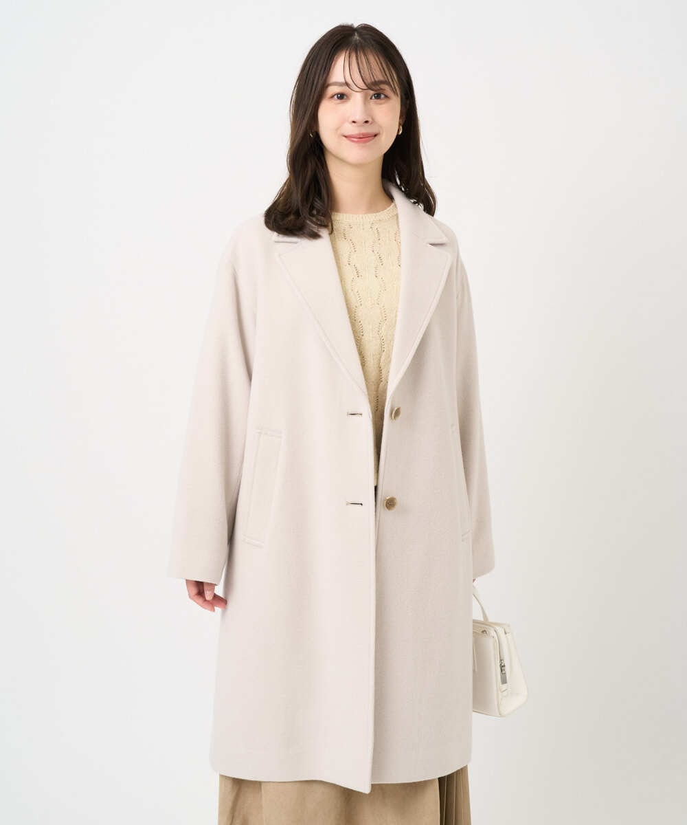 F1UAD54400 MK MICHEL KLEIN(小さいサイズ)(メゾン ドゥ サンク) 【小さいサイズ】エアリアルウール チェスターコート ベージュ