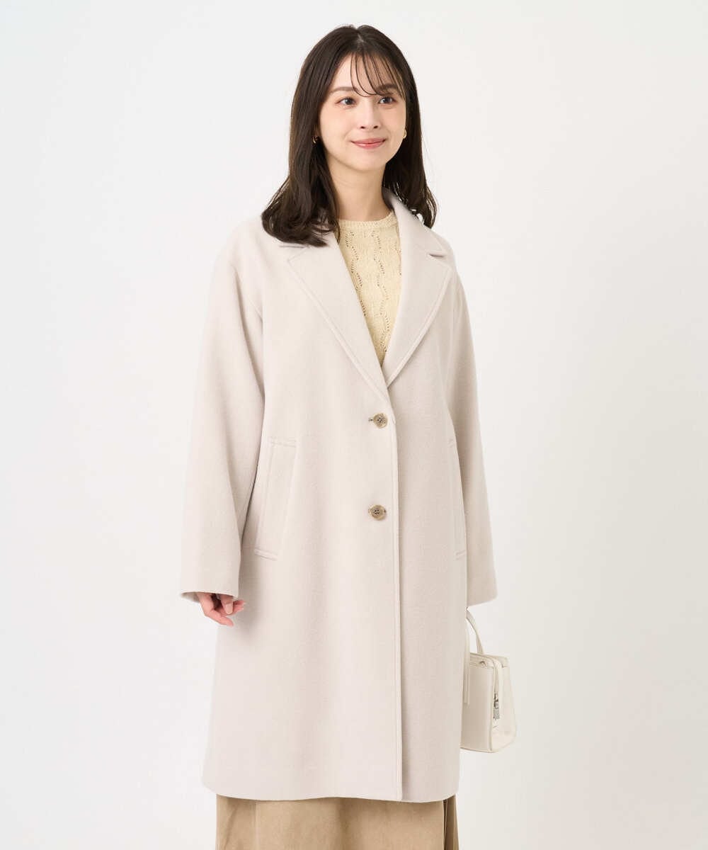 F1UAD54400 MK MICHEL KLEIN(小さいサイズ)(メゾン ドゥ サンク) 【小さいサイズ】エアリアルウール チェスターコート ベージュ