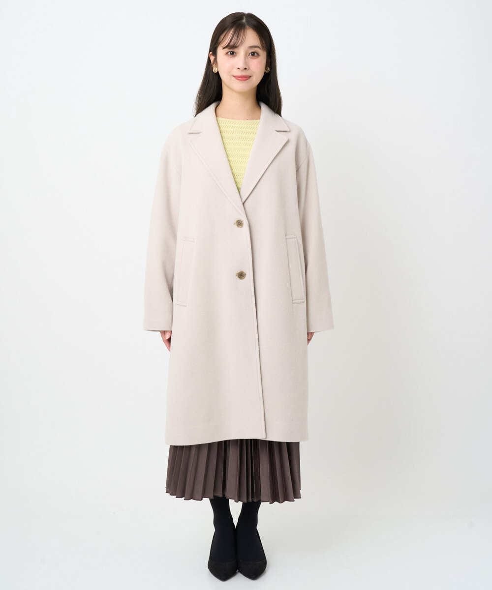 F1UAD54400 MK MICHEL KLEIN(小さいサイズ)(メゾン ドゥ サンク) 【小さいサイズ】エアリアルウール チェスターコート ベージュ