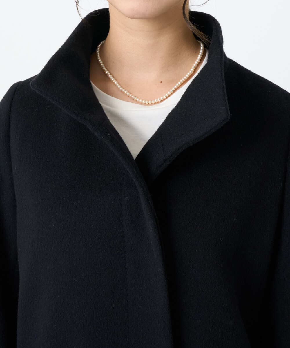 F1UAD58380 MK MICHEL KLEIN(小さいサイズ)(メゾン ドゥ サンク) 【小さいサイズ】SUPER100sウール スタンドカラーロングコート ブラック