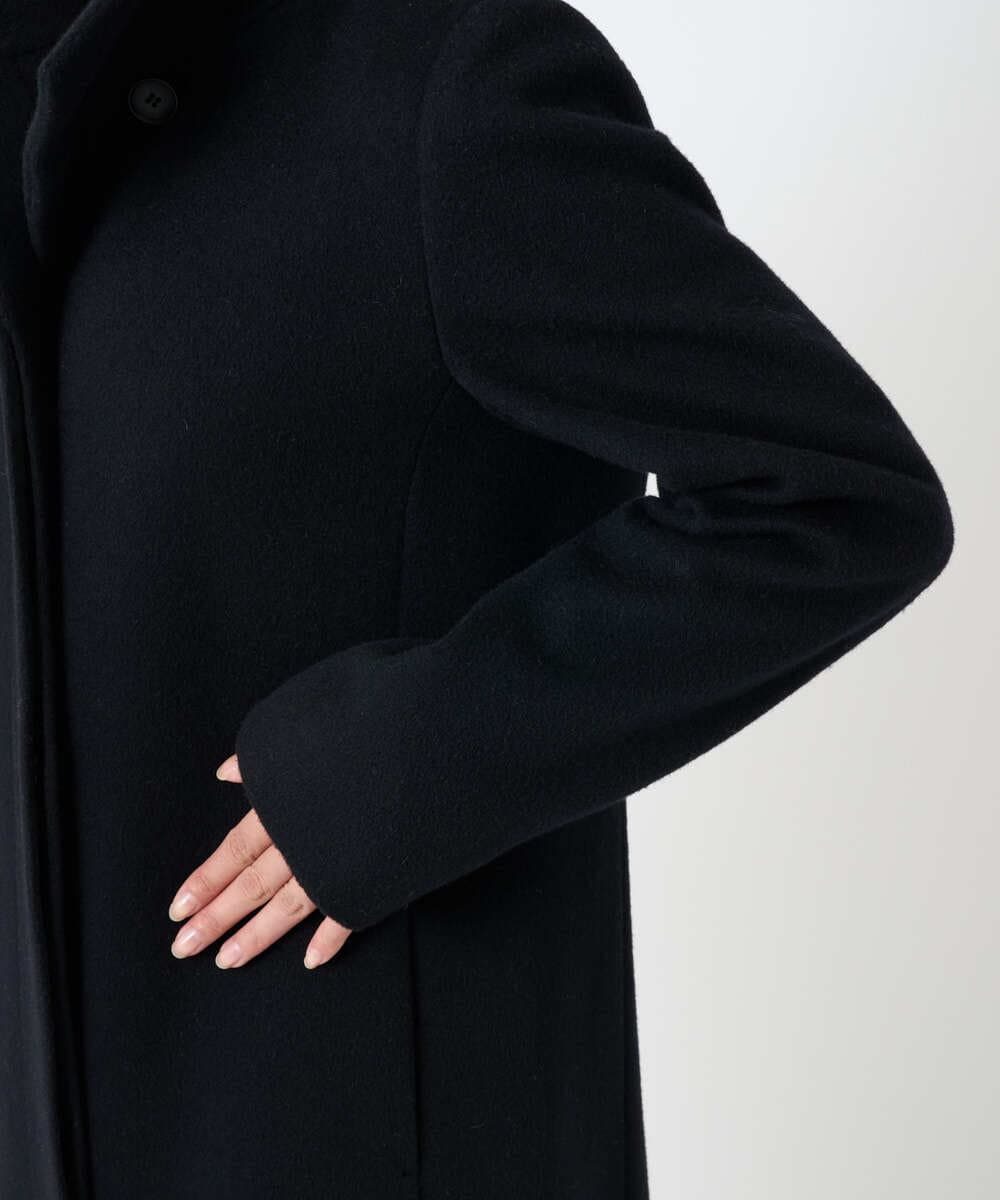 F1UAD58380 MK MICHEL KLEIN(小さいサイズ)(メゾン ドゥ サンク) 【小さいサイズ】SUPER100sウール スタンドカラーロングコート ブラック