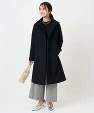 F1UAD58380 MK MICHEL KLEIN(小さいサイズ)(メゾン ドゥ サンク) 【小さいサイズ】SUPER100sウール スタンドカラーロングコート ブラック