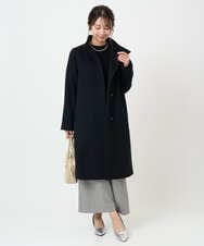 F1UAD58380 MK MICHEL KLEIN(小さいサイズ)(メゾン ドゥ サンク) 【小さいサイズ】SUPER100sウール スタンドカラーロングコート ブラック