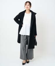 F1UAD58380 MK MICHEL KLEIN(小さいサイズ)(メゾン ドゥ サンク) 【小さいサイズ】SUPER100sウール スタンドカラーロングコート ブラック