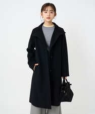 F1UAD58380 MK MICHEL KLEIN(小さいサイズ)(メゾン ドゥ サンク) 【小さいサイズ】SUPER100sウール スタンドカラーロングコート ブラック