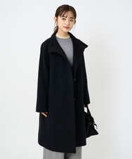 F1UAD58380 MK MICHEL KLEIN(小さいサイズ)(メゾン ドゥ サンク) 【小さいサイズ】SUPER100sウール スタンドカラーロングコート ブラック