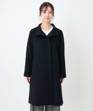 F1UAD58380 MK MICHEL KLEIN(小さいサイズ)(メゾン ドゥ サンク) 【小さいサイズ】SUPER100sウール スタンドカラーロングコート ブラック