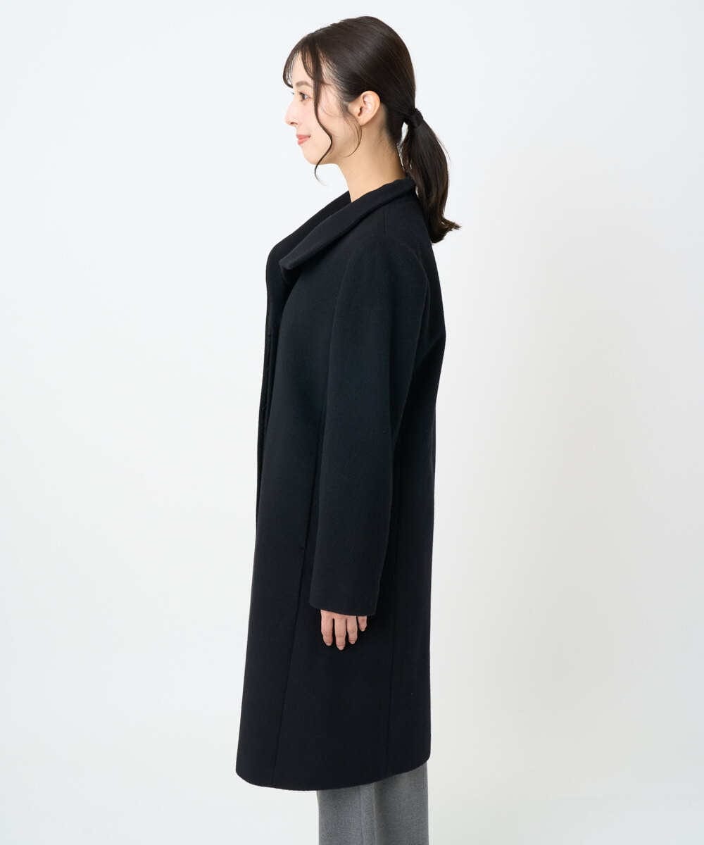 F1UAD58380 MK MICHEL KLEIN(小さいサイズ)(メゾン ドゥ サンク) 【小さいサイズ】SUPER100sウール スタンドカラーロングコート ブラック