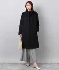 F1UAD58380 MK MICHEL KLEIN(小さいサイズ)(メゾン ドゥ サンク) 【小さいサイズ】SUPER100'sウール スタンドカラーロングコート ブラック